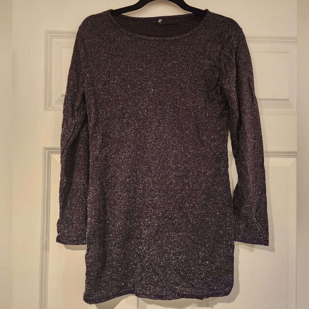 Black long sleeve sparkle mini dress M